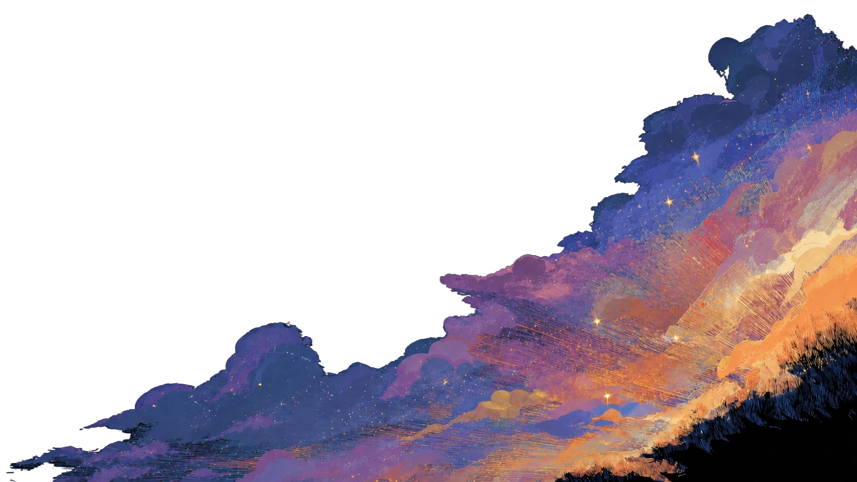 A dreaming sky of clouds and stars