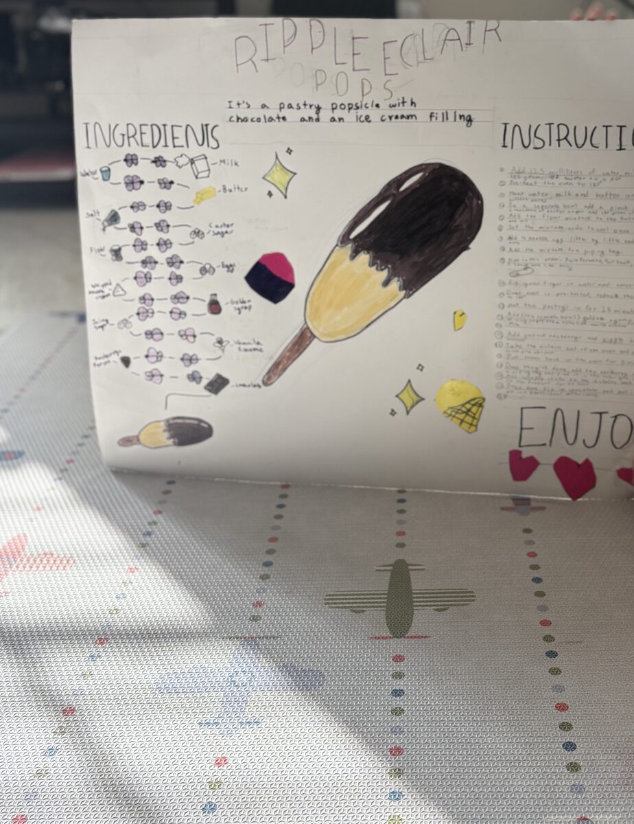 Her 'Ripple Eclair Pops' recipe poster, hand-drawn and labeled