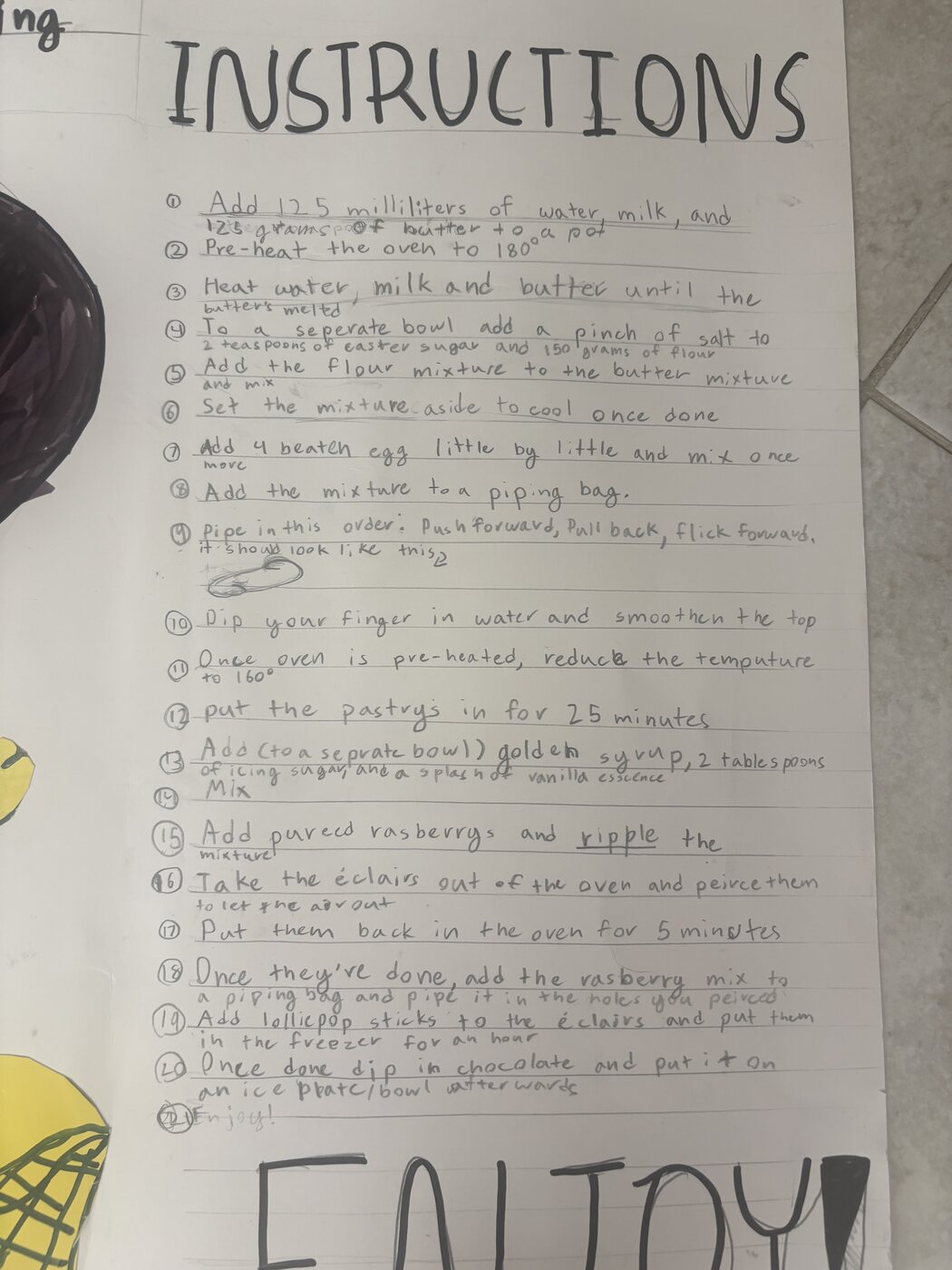 The finished poster's full numbered instructions